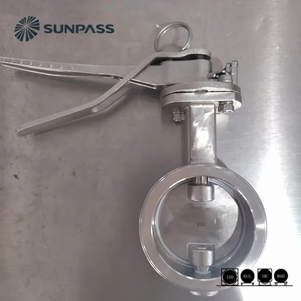 Top Discharge DN80 Clamped Butterfly Valve ISO Tank Container